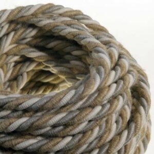 XL strijkijzersnoer naturel jute/linnen/katoen 16 mm | per meter met gevlochten patroon