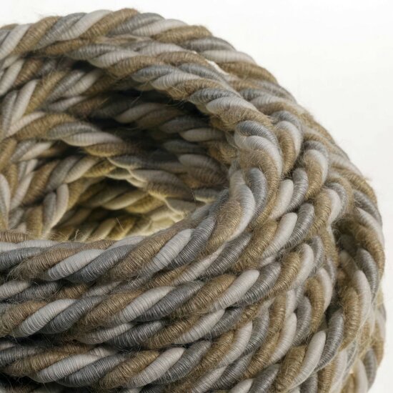 XL strijkijzersnoer naturel jute/linnen/katoen 16 mm | per meter met gevlochten patroon