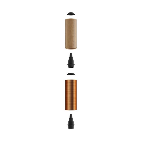 Houten en metalen spotlamp E14 geborsteld koper – Bild 2