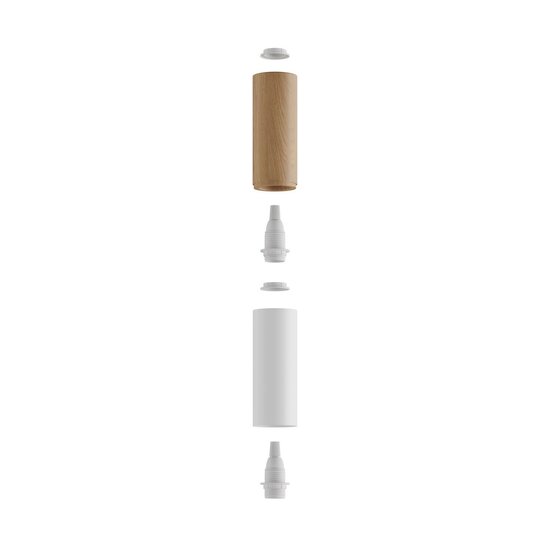 Houten en metalen spotlamp E14 mat wit - Afbeelding 2