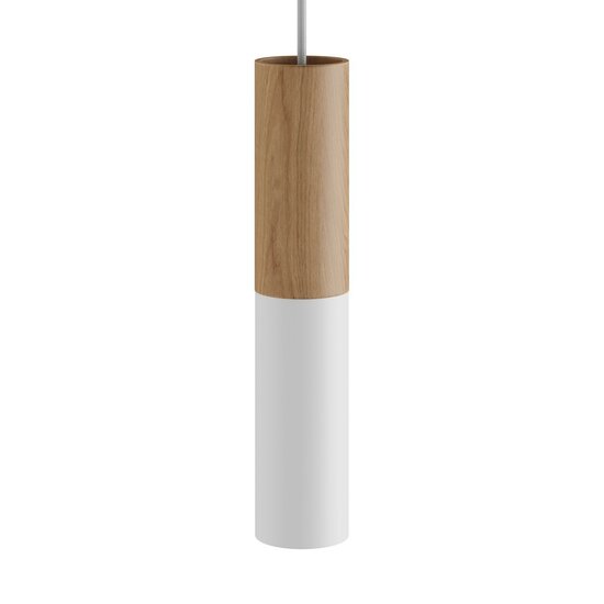 Houten en metalen spotlamp E14 mat wit