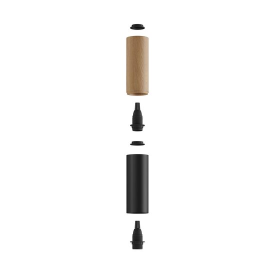 Houten en metalen spotlamp E14 zwart – Bild 2