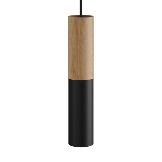 Deckenstrahler aus Holz und Metall E14 schwarz