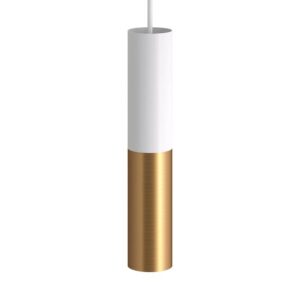 Dubbele metalen spotlamp E14 mat wit - geborsteld brons