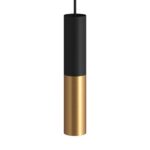 Dubbele metalen spotlamp E14 zwart - geborsteld brons