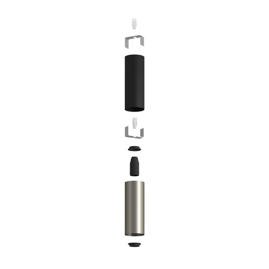 Dubbele metalen spotlamp E14 zwart & geborsteld titanium - Afbeelding 2