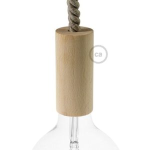 Houten E27 fittinghouder kit - hout - voor XL strijkijzersnoer - (16mm)