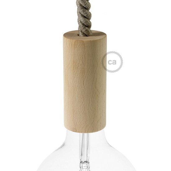 Houten E27 fittinghouder kit - hout - voor XL strijkijzersnoer - (16mm)