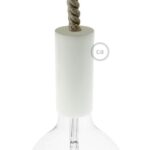 Witte houten E27-fittinghouder voor XL textielsnoer