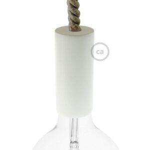 Witte houten E27-fittinghouder voor XL textielsnoer