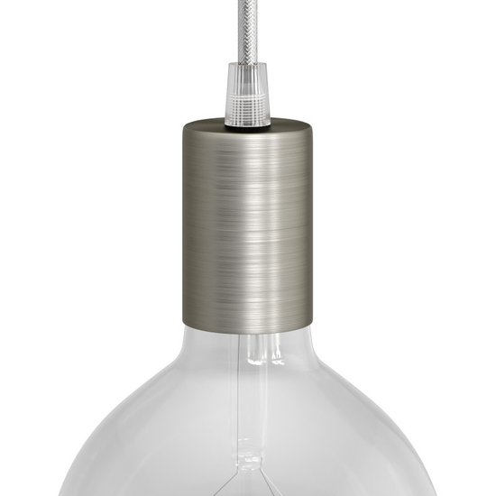 Lampfitting Cilindrisch E27 | Geborsteld Titanium - Afbeelding 3