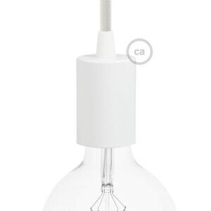 Cilindrische glanzend witte metalen E27-fitting van Creative Cables