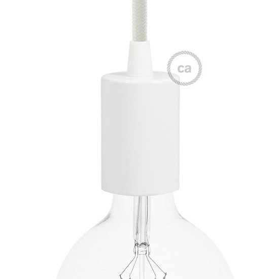 Cilindrische glanzend witte metalen E27-fitting van Creative Cables