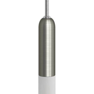 E14 fitting in metaal met verborgen trekontlasting geborsteld titanium