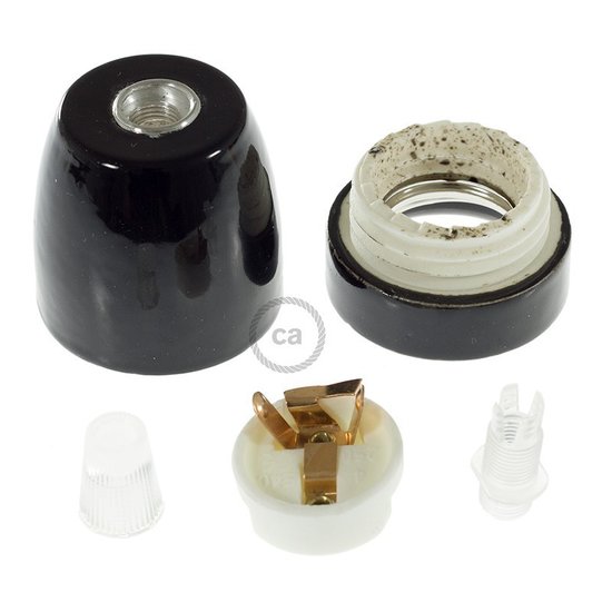 Creative Cables porseleinen E27-fitting zwart - Afbeelding 3