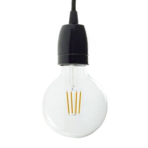 Glanzend zwarte porseleinen E27-lamphouder van Creative Cables