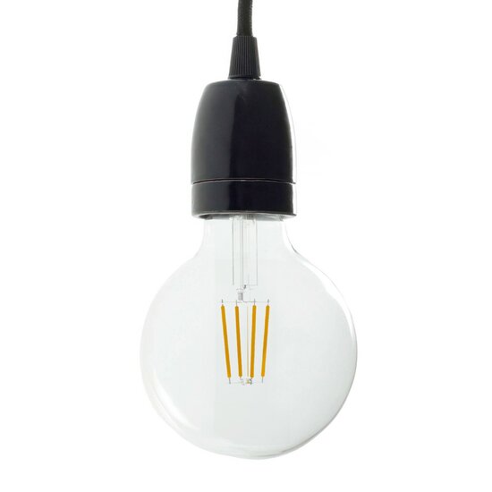 Glanzend zwarte porseleinen E27-lamphouder van Creative Cables