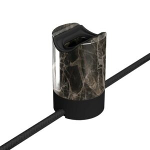 Esse14 Wand- of Plafondlamphouder - S14d Fitting met Zijaansluitingen - Bruin Marmer