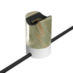 Esse14 Wand- of Plafondlamphouder - S14d Fitting met Zijaansluitingen - Groen Marmer
