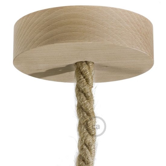 Wooden ceiling rose kit | for XL rope cord | Natural