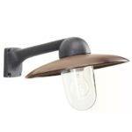 Fabrique buitenwandlamp met antracietkleurige steun en koperen kap