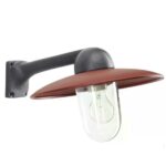Fabrique buitenwandlamp met antracietkleurige steun en rode kap