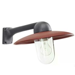 Fabrique buitenwandlamp met antracietkleurige steun en rode kap