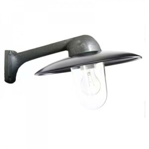 Fabrique buitenwandlamp met antracietkleurige steun en zwarte kap