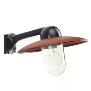 Zwart-rode Fabrique buitenwandlamp van aluminium met glazen stolp