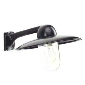 Zwarte aluminium Fabrique buitenwandlamp met glazen stolp
