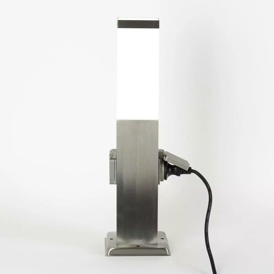 Staande buitenlamp met stopcontact Fiss | RVS | 45cm – Image 2