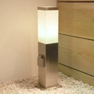 Staande buitenlamp met stopcontact Fiss | RVS | 45cm