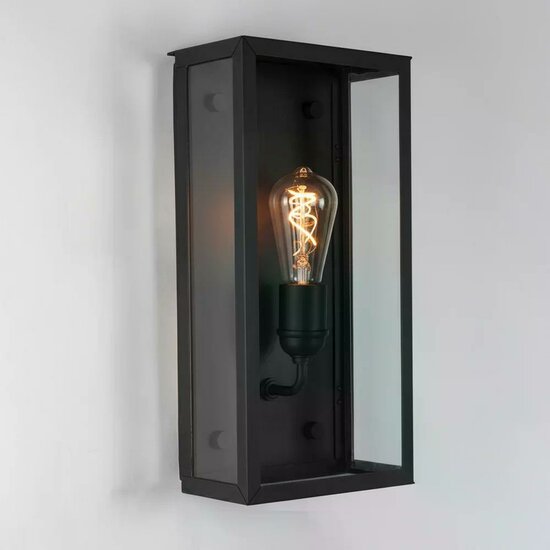 Antiek-zwarte Biarritz wandlamp van messing en glas