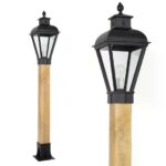 Staande buitenlamp hout Vondel | Zwart | 150cm