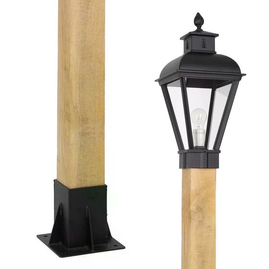 Staande buitenlamp hout Vondel | Zwart | 150cm - Afbeelding 3