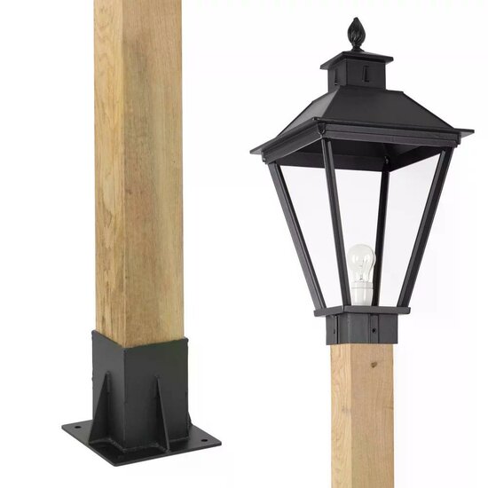 Lantaarnpaal hout Square XL | Zwart | 260cm – Image 2