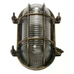 Bronzen Nautic III scheepslamp met gestructureerd glas