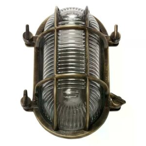 Bronzen Nautic III scheepslamp met gestructureerd glas
