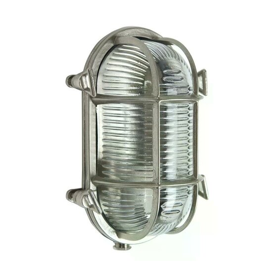 Nikkelkleurige Nautic III scheepslamp van messing en glas