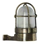 Bronze Caspian III ship's lamp with ribbed glass