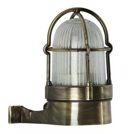 Bronze Caspian III ship's lamp with ribbed glass