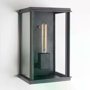 Zwarte Capital XL buitenwandlamp van aluminium en glas