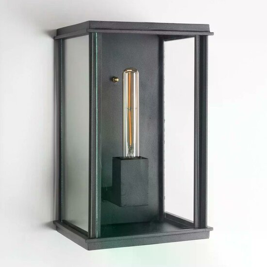 Zwarte Capital XL buitenwandlamp van aluminium en glas