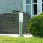 Zilverkleurige RVS Lech 3 staande buitenlamp van 45 cm