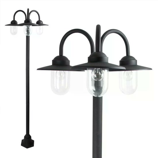 Lantaarnpaal Dolce Retro triple | Zwart | 217cm - Afbeelding 2