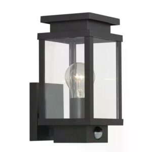 Zwarte Boston buitenwandlamp met bewegingssensor