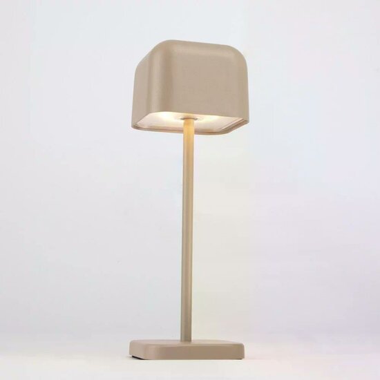 KS Cabo Small oplaadbare tafellamp | Grijs-beige | H20cm