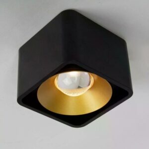 Lars opbouwspot | zwart/goud | 9 cm
