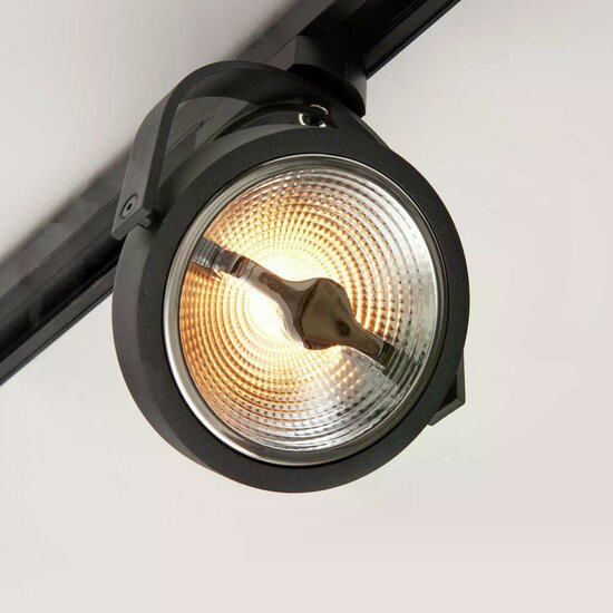 Mat zwarte 1-fase railspot Skaly voor AR111 GU10 lampen