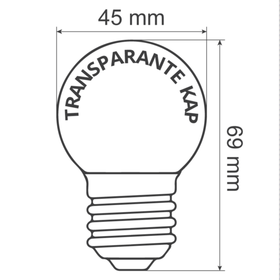 LED lamp | E27 | 1W | 2650K warm wit | Polycarbonaat kap | Voor prikkabel – Image 3